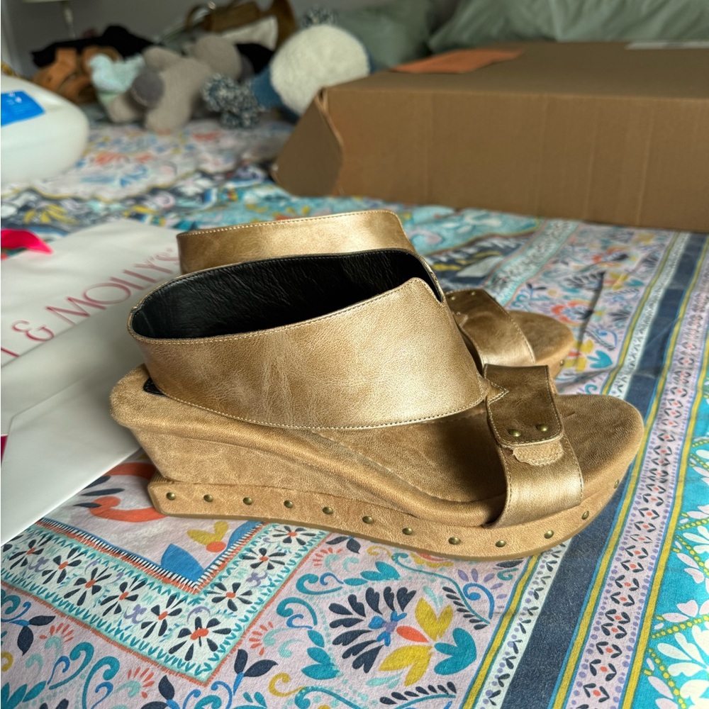 Elegant Gold Wedge Sandals